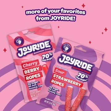 Low-Calorie JOYRIDE Sour Strawberry Ropes for Healthy Snacking