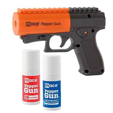 Mace Brand Self Defense Pepper Spray Gun 2.0 – Accurate 20’ Pepper Spray, Leaves UV Dye on Skin, Replaceable Cartridge (80406) — Mace Self Defense Pepper Spray for Women/Men, Made in the USA