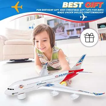 Kidsthrill Airplane Toy with Bump & Go, Flashing Lights & Sounds - For Boys & Girls Age 3-12