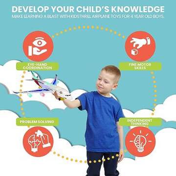 Kidsthrill Airplane Toy with Bump & Go, Flashing Lights & Sounds - For Boys & Girls Age 3-12