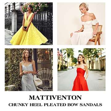 Mattiventon Platform Sandals for Women Chunky High Heel Ankle Strap Bowknot Sandals Elegant Wedding Sandals for Bridal