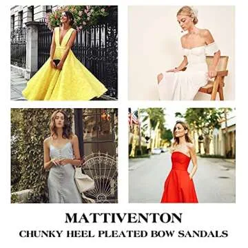 Mattiventon Platform Sandals for Women Chunky High Heel Ankle Strap Bowknot Sandals Elegant Wedding Sandals for Bridal