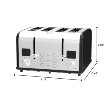 CUSIMAX 4 Slice Toaster with LED Display & Dual Control