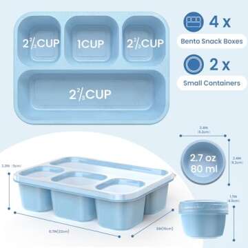 Yumuk Bento Box Adult Lunch Box (4 Pack) - 4-Compartment Snackle Box Container Bento Box for Kids/Ad...