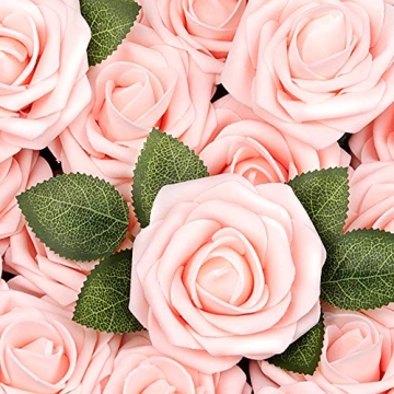 50Pcs Blush Pink Roses - Faux Flowers for Wedding Decor