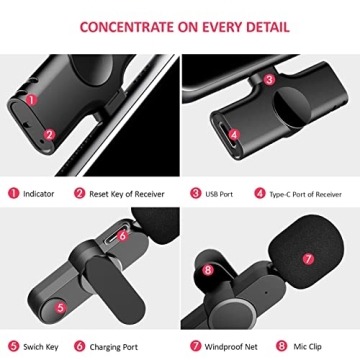 Aisizon Wireless Clip Mic for iPhone 15 and Smartphones