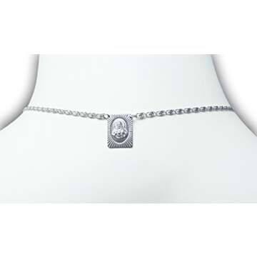 Scapulars Catholic Sacred Heart of Jesus & Our Lady of Mount Carmel Medals Stainless Steel Scapular Necklace for Women & Men - 14 Inches Long Catholic Religious Necklace - Stamped Icons