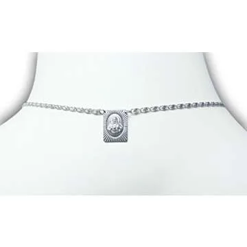 Scapulars Catholic Sacred Heart of Jesus & Our Lady of Mount Carmel Medals Stainless Steel Scapular Necklace for Women & Men - 14 Inches Long Catholic Religious Necklace - Stamped Icons