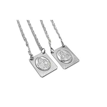 Scapulars Catholic Sacred Heart of Jesus & Our Lady of Mount Carmel Medals Stainless Steel Scapular Necklace for Women & Men - 14 Inches Long Catholic Religious Necklace - Stamped Icons