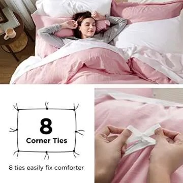 Bedsure Pink Duvet Cover Queen Size - 3 Pieces Prewashed Extra Soft Bedding Set, Includes 1 Duvet Cover 90x90 Inches with Zipper Closure & 2 Pillow Shams, Comforter Not Included