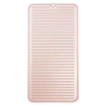 mDesign Silicone Heat-Resistant Hair Care Styling Tool Mat for Curling or Flat Irons, Straighteners on Bathroom Countertop, Raised Edges, Non-Slip, Waterproof, Linelle Collection, Light Pink/Blush