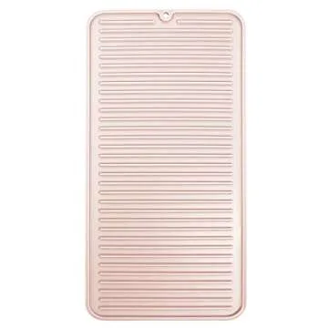 mDesign Silicone Heat-Resistant Hair Care Styling Tool Mat for Curling or Flat Irons, Straighteners on Bathroom Countertop, Raised Edges, Non-Slip, Waterproof, Linelle Collection, Light Pink/Blush