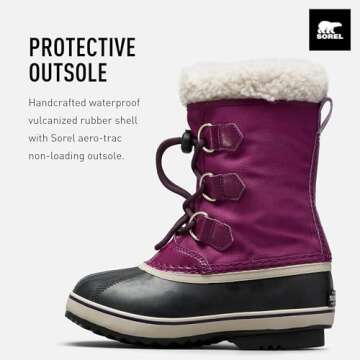 Sorel Winter Boots, Purple Wild Iris X Dark Plum, 4 US Unisex Big Kid