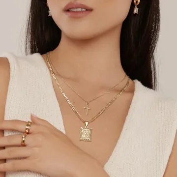 Stunning KELORIS PATH Gold Layered Initial Cross Necklace for Women