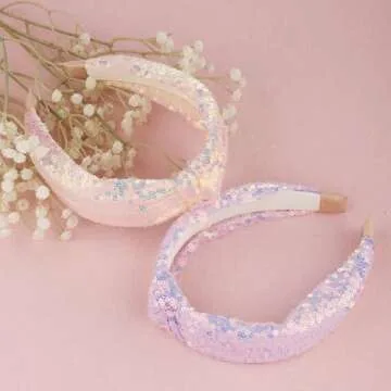Sparkly 2pcs Sequin Headbands for Girls and Women