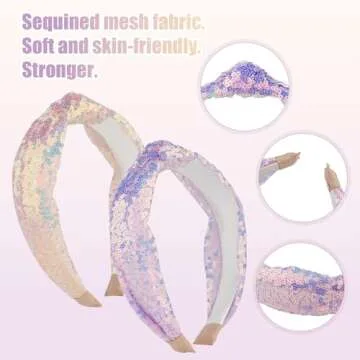 Sparkly 2pcs Sequin Headbands for Girls and Women