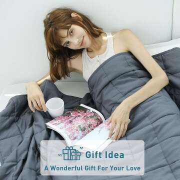 Cooling Weighted Blanket 15lbs Twin Size in Dark Grey