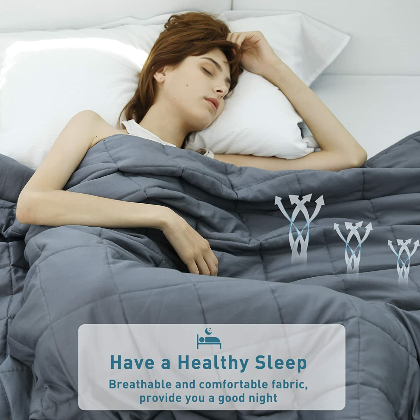 Cooling Weighted Blanket 15lbs Twin Size in Dark Grey