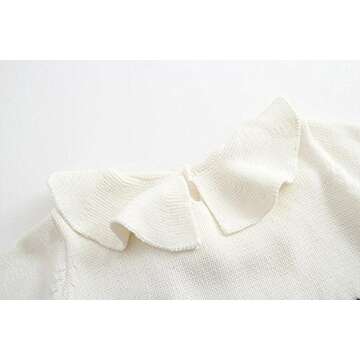 Urkutoba Baby Girls Romper Knitted Ruffle Long Sleeve Jumpsuit Baby Kids Girl Romper Autumn Winter Casual Clothing (0-6 Months, Red)