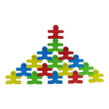 Agirlgle Wood Building Blocks Stacking Game Toys for Kids Children Toddlers Preschool Boys and Girls Learning Educational Toys 3D Wooden Assembled Toys Tile Balance Block Game 4 Color,16 Pieces