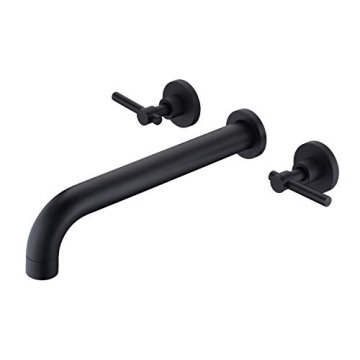 Wall Mount Tub Filler Matte Black Tub Faucet High Flow Two Handles Solid Brass, Long Spout Reach, su...