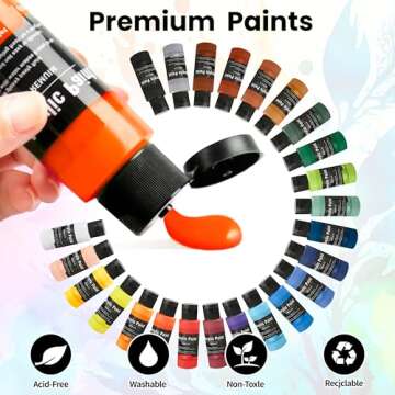 Acrylic Paint Set of 24 Colors - Vibrant Art Supplies for Creative Minds