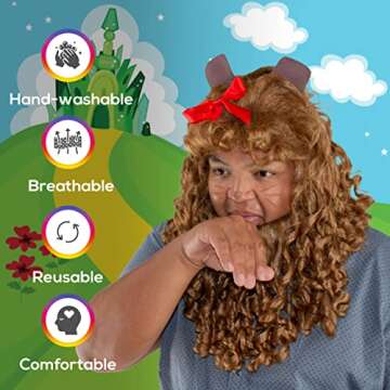 Professional Pre-Styled Cowardly Lion Wig - Adjustable Lion Mane Wig For Adults - Cowardly Lion Wig And Beard Set