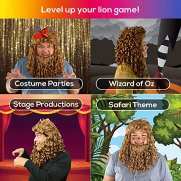 Professional Pre-Styled Cowardly Lion Wig - Adjustable Lion Mane Wig For Adults - Cowardly Lion Wig And Beard Set