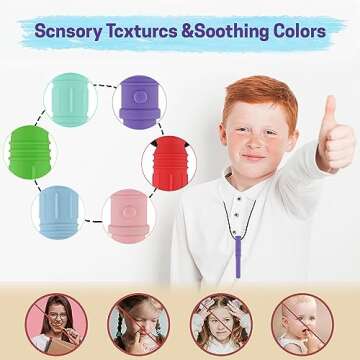 Chew Necklaces for Sensory Kids, Silicone Chewy Necklace Sensory Chew Toy for Girls Boys, 6 Pack che...