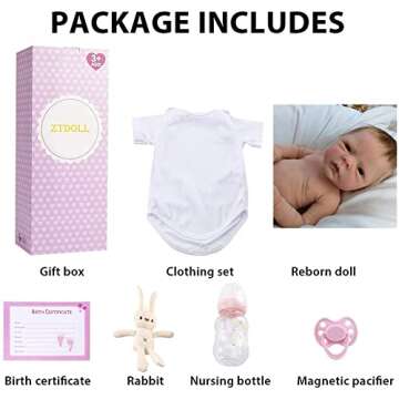 EURORA Reborn Baby Dolls, 18 Inch Silicone , Sweet Girl Reborn Vinyl Body Baby Dolls with Clothes and Bottles Gift for Kids Age 3+ (A)
