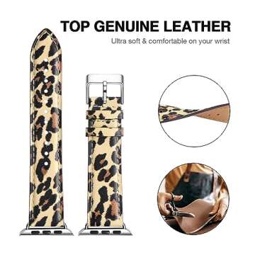 OMIU Leather Bands Compatible with Apple Watch Band 38mm 40mm 41mm 42mm 44mm 45mm 46mm 49mm, Genuine...