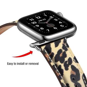 OMIU Leather Bands Compatible with Apple Watch Band 38mm 40mm 41mm 42mm 44mm 45mm 46mm 49mm, Genuine Leather Wristband Starp for iWatch SE Series 10 9 8 7 6 5 4 3 2 1 Ultra for Women Men