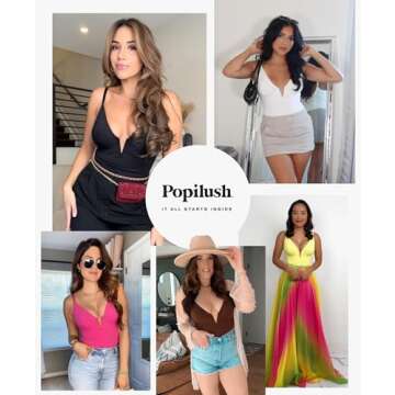 Popilush Shapewear Bodysuits for Women - Tummy Control Shapewear Deep V Corset Tops Concert Outfits ...