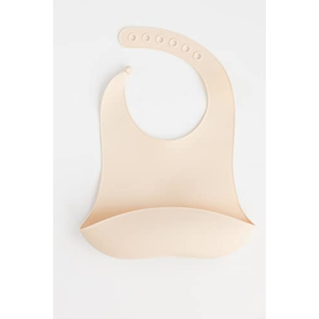 Silicone Baby Bib - Adjustable, Soft, Waterproof - Cream