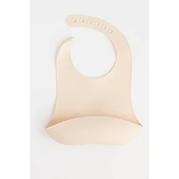 Silicone Baby Bib - Adjustable, Soft, Waterproof - Cream