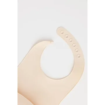 Silicone Baby Bib - Adjustable, Soft, Waterproof - Cream