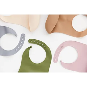 Silicone Baby Bib - Adjustable, Soft, Waterproof - Cream