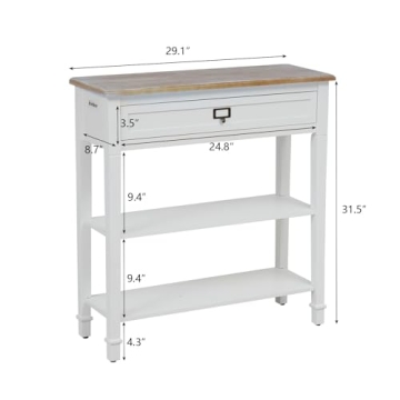 kinbor Accent White Console Table with Drawer and Shelf, Wood Sofa Table with Storage for Entryway Hallway Living Room