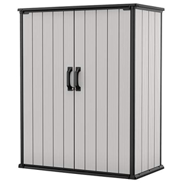 Keter Premier Tall 4.6 x 5.6 ft. Resin Outdoor Storage Shed with Adjustable Shelving Brackets - Idea...