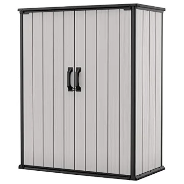 Keter Premier Tall 4.6 x 5.6 ft. Resin Outdoor Storage Shed with Adjustable Shelving Brackets - Idea...