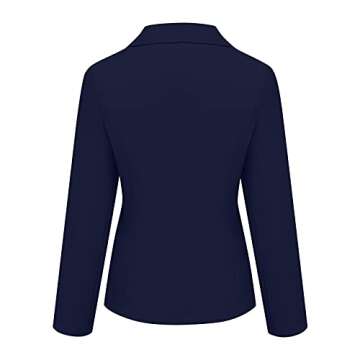DESKABLY Blazers for Women Fashion Business Jacket Casual Office Slim Long Sleeve Coat Suit Lapel Button Work Elegant Outwear Navy