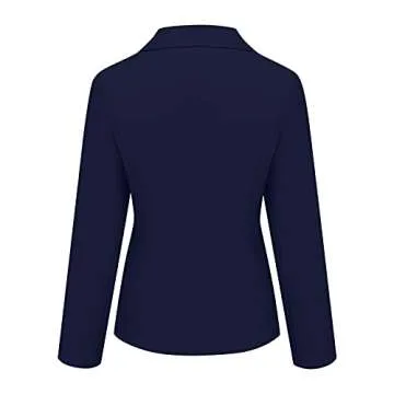 DESKABLY Blazers for Women Fashion Business Jacket Casual Office Slim Long Sleeve Coat Suit Lapel Button Work Elegant Outwear Navy