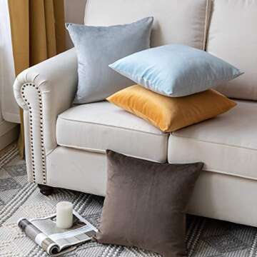 Phantoscope Pack of 2 Velvet Decorative Throw Decorative Pillow Cover Soft Solid Square Cushion Case for Couch Taupe 22 x 22 inches 55 x 55 cm