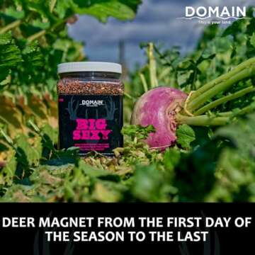 Domain Outdoor Big Sexy Food Plot Seed for Deer, 1/2 Acre, Turnip, Radish, Kale and Forage Rape, Hig...