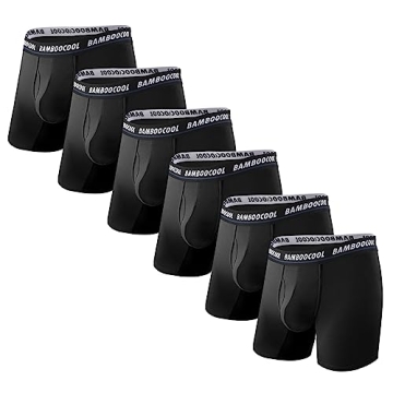 BAMBOO COOL Men's Boxer Briefs Underwear Soft Comfortable Breathable Boxers Brief for Men (6 Pack), ...