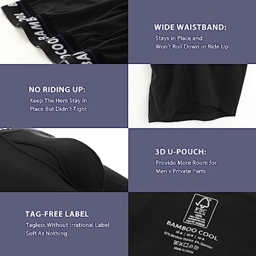 BAMBOO COOL Men's Boxer Briefs Soft Comfortable 6 Pack X-Large