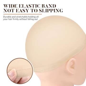 MORGLES 20 Beige Stretchy Nylon Wig Caps for Women