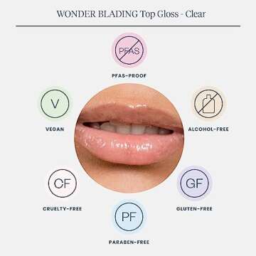 Wonderskin WONDER BLADING Top Gloss - Clear Glitter Lip Gloss, Hydrating and High Shine Finish Lip Makeup (Clear Shine)