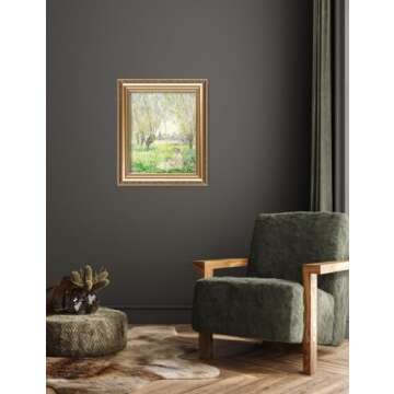 IPIC - Woman Seated Under the Willows by Claude Monet, Giclee Prints Match with Classical Gold Frame, Monet Wall Art for Home Decor, Total Size w/Frame: 22" W x26 H