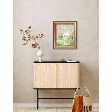 IPIC - Woman Seated Under the Willows by Claude Monet, Giclee Prints Match with Classical Gold Frame, Monet Wall Art for Home Decor, Total Size w/Frame: 22" W x26 H